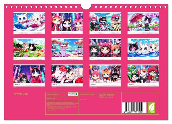 Produktbild: Anime Cats (Wandkalender 2026 DIN A4 quer), CALVENDO Monatskalender