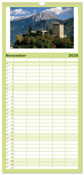 Produktbild: Familienplaner 2026 - S&Uuml;DTIROL - Land der Berge mit 5 Spalten (Wandkalender, 21 x 45 cm) CALVENDO