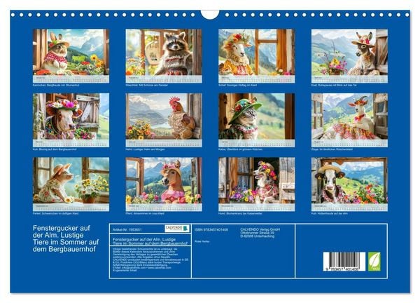 Produktbild: Fenstergucker auf der Alm. Lustige Tiere im Sommer auf dem Bergbauernhof (Wandkalender 2026 DIN A3 quer), CALVENDO Monatskalender
