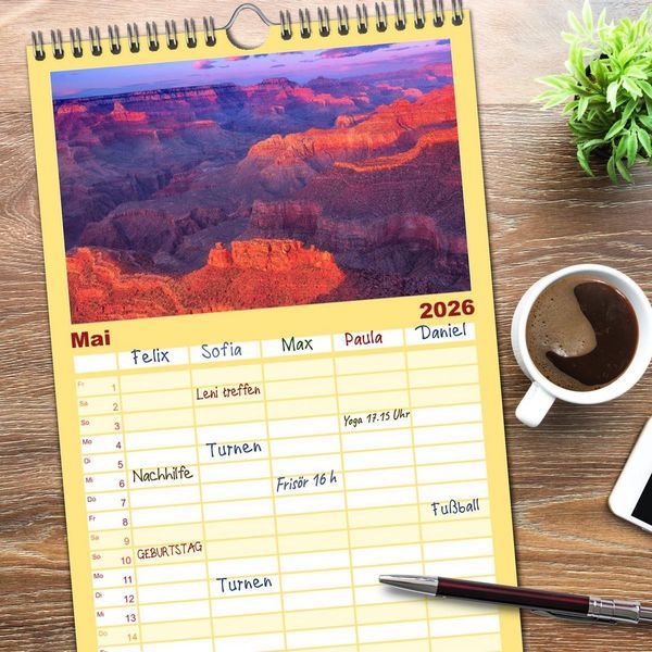 Produktbild: Familienplaner 2026 - USA Der wunderbare S&uuml;dwesten mit 5 Spalten (Wandkalender, 21 x 45 cm) CALVENDO