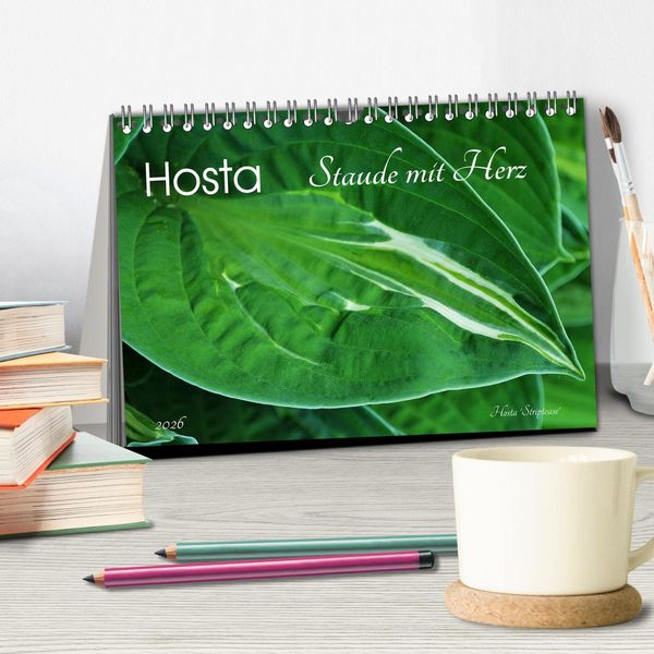 Produktbild: Hosta Staude mit Herz (Tischkalender 2026 DIN A5 quer), CALVENDO Monatskalender