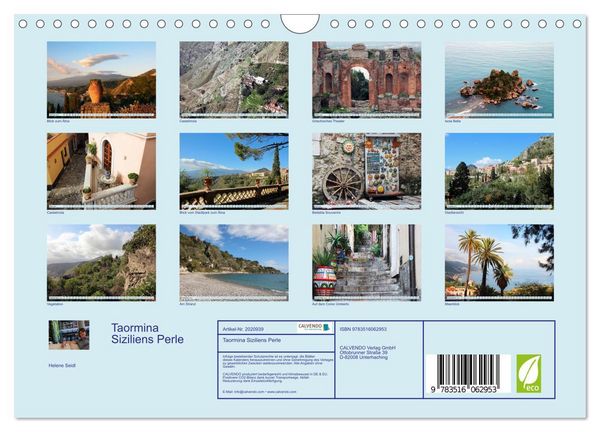Produktbild: Taormina Siziliens Perle (Wandkalender 2026 DIN A4 quer), CALVENDO Monatskalender