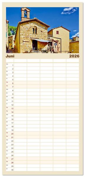 Produktbild: Familienplaner 2026 - Toskana - Etruskische K&uuml;ste mit 5 Spalten (Wandkalender, 21 x 45 cm) CALVENDO