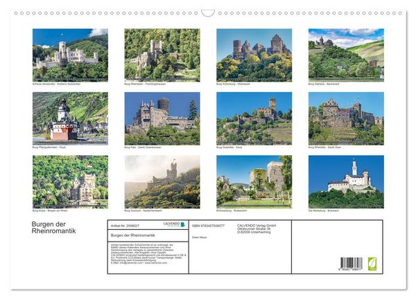 Produktbild: Burgen der Rheinromantik (Wandkalender 2026 DIN A2 quer), CALVENDO Monatskalender