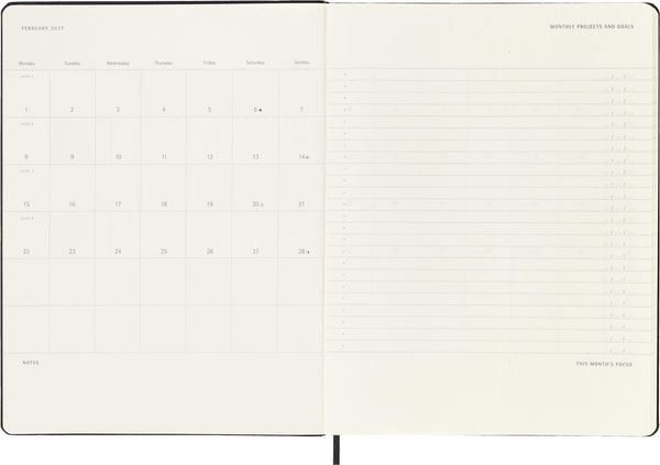 Produktbild: Moleskine 12 Monate Pro Wochen Notizkalender 2027, Pro XL, 1 Wo = 2 Seiten, vertikal, Spalten f&uuml;r Notizen, fester Einband, Schwarz<BR>