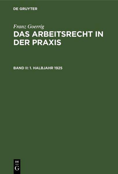 Produktbild: 1. Halbjahr 1925