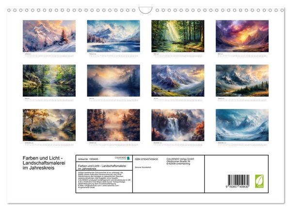 Produktbild: Farben und Licht - Landschaftsmalerei im Jahreskreis (Wandkalender 2026 DIN A3 quer), CALVENDO Monatskalender