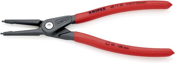 Produktbild: Knipex 48 11 J3 Seegeringzange Passend f&uuml;r (Seegeringzangen) Innenringe 40-100 mm Spitzenform (Details) gerade