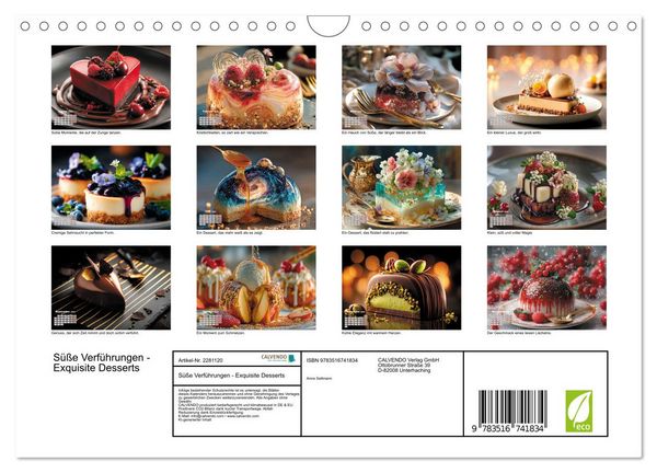 Produktbild: S&uuml;&szlig;e Verf&uuml;hrungen - Exquisite Desserts (Wandkalender 2026 DIN A4 quer), CALVENDO Monatskalender