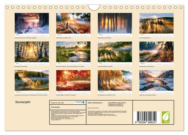 Produktbild: Sonnenjahr (Wandkalender 2027 DIN A4 quer), CALVENDO Monatskalender