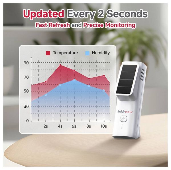 Produktbild: BaldrTherm Solar Thermo-/Hygrometer Wei&szlig; HCS701B