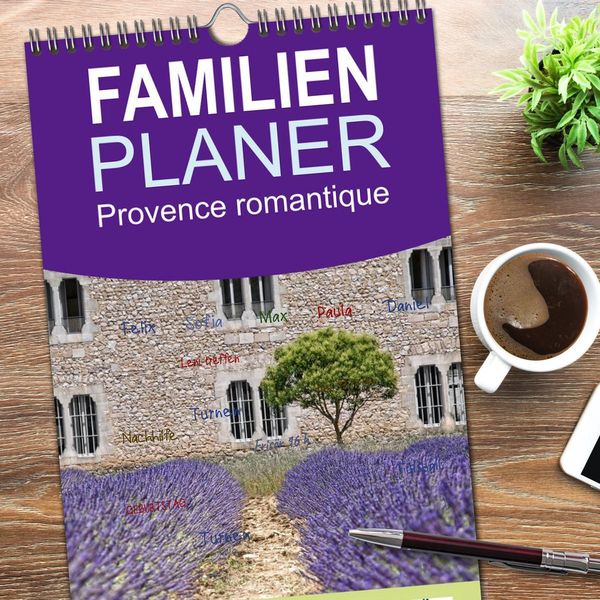 Produktbild: Familienplaner 2026 - Provence romantique mit 5 Spalten (Wandkalender, 21 x 45 cm) CALVENDO