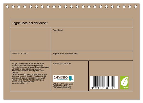 Produktbild: Jagdhunde bei der Arbeit (Tischkalender 2026 DIN A5 quer), CALVENDO Monatskalender