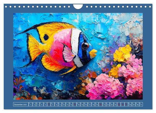Produktbild: Bunte Fische im &Ouml;lgem&auml;lde-Stil. Zuhause in den Meerestiefen (Wandkalender 2026 DIN A4 quer), CALVENDO Monatskalender