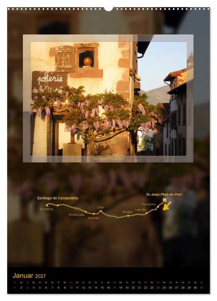 Produktbild: Jakobsweg - Camino Franc&eacute;s (Wandkalender 2027 DIN A2 hoch), CALVENDO Monatskalender