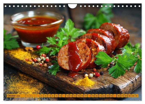 Produktbild: Currywurst Kalender - Das Berliner Kultgericht f&uuml;r Fleischliebhaber (Wandkalender 2026 DIN A4 quer), CALVENDO Monatskalender