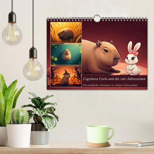 Produktbild: Capybara Carlo und die vier Jahreszeiten (Wandkalender 2027 DIN A4 quer), CALVENDO Monatskalender