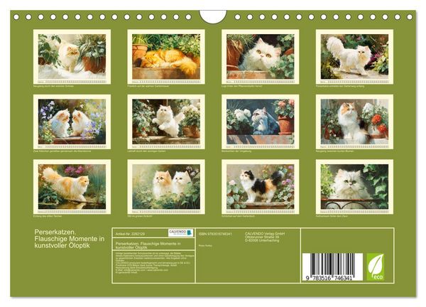 Produktbild: Perserkatzen. Flauschige Momente in kunstvoller &Ouml;loptik (Wandkalender 2026 DIN A4 quer), CALVENDO Monatskalender