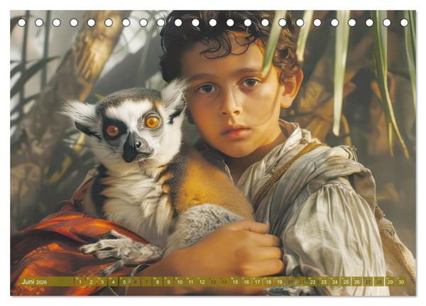 Produktbild: Eine kindliche Tierliebe - Herzensbilder (Tischkalender 2026 DIN A5 quer), CALVENDO Monatskalender