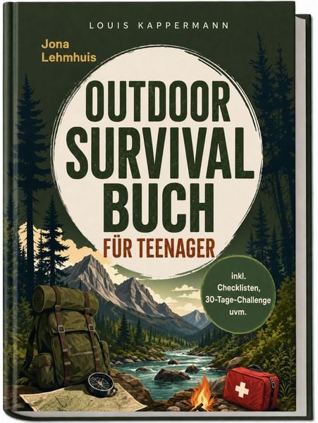 Produktbild: Outdoor Survival Buch f&uuml;r Teenager: Der Praxisguide f&uuml;r spannende Abenteuer in der Natur mit Orientierung, Notfallrucksack und Erster Hilfe - inkl. Checklisten, 30-Tage-Challenge uvm.