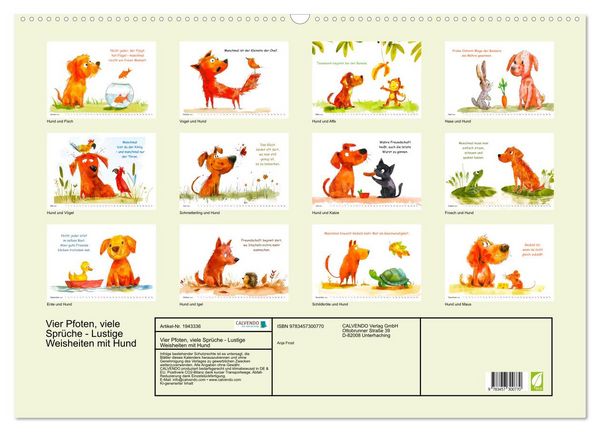 Produktbild: Vier Pfoten, viele Spr&uuml;che - Lustige Weisheiten mit Hund (Wandkalender 2026 DIN A2 quer), CALVENDO Monatskalender