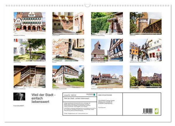 Produktbild: Weil der Stadt - einfach liebenswert (Wandkalender 2026 DIN A2 quer), CALVENDO Monatskalender