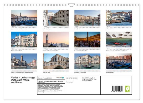 Produktbild: Venise - Un hommage imag&eacute; &agrave; la magie v&eacute;nitienne (Calendrier mural 2026 DIN A3 vertical), CALVENDO calendrier mensuel