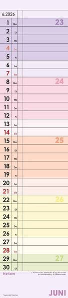 Produktbild: Planer Farbenfroh 2026 - Streifen-Kalender 11,3x49x5 cm - Küchenkalender - Wandplaner - Alpha Edition