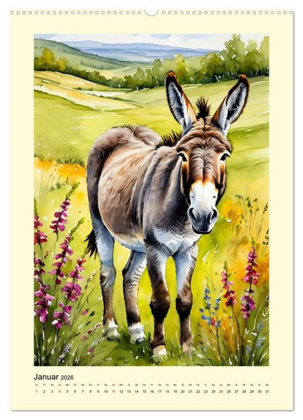 Produktbild: Esel - zauberhafte Langohren (hochwertiger Premium Wandkalender 2026 DIN A2 hoch), Kunstdruck in Hochglanz