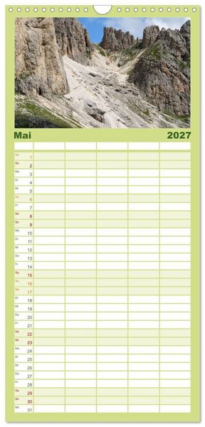 Produktbild: Familienplaner 2027 - Wandern im Rosengarten und Latemar mit 5 Spalten (Wandkalender, 21 x 45 cm) CALVENDO
