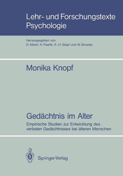 Gedächtnis im Alter, Taschenbuch von Monika Knopf, Springer Berlin, 9783540187288