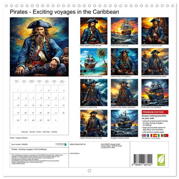Produktbild: Pirates - Exciting voyages in the Caribbean (Wall Calendar 2026 12 &times; 12 Inch) CALVENDO 12 Month Wall Calendar