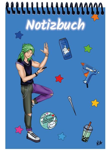 Produktbild: A 4 Notizblock Manga Quinn, blau, liniert