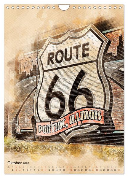 Produktbild: Route 66 - 2451 Meilen (Wandkalender 2026 DIN A4 hoch), CALVENDO Monatskalender