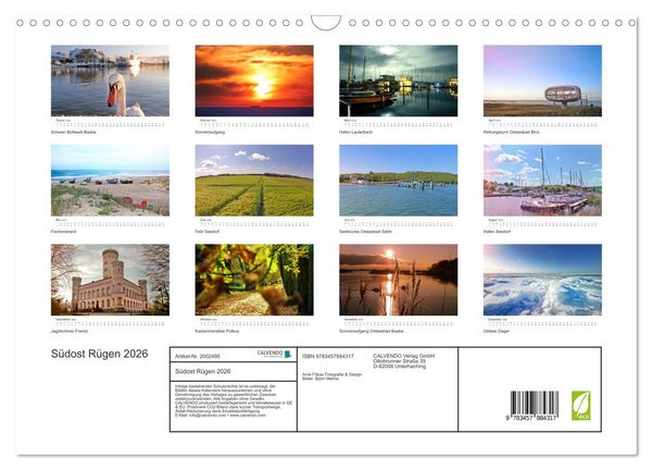 Produktbild: S&uuml;dost R&uuml;gen 2026 (Wandkalender 2026 DIN A3 quer), CALVENDO Monatskalender
