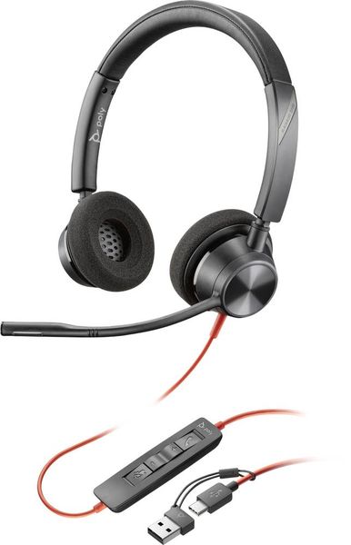 HP Poly Blackwire C3320 Computer On Ear Headset kabelgebunden Stereo Schwarz Mikrofon-Rauschunterdrückung Headset