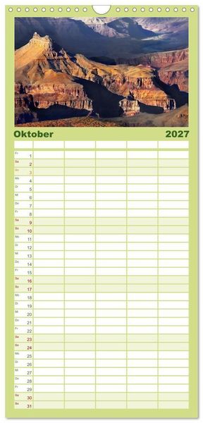 Produktbild: Familienplaner 2027 - Grand Canyon, Nationalpark mit 5 Spalten (Wandkalender, 21 x 45 cm) CALVENDO