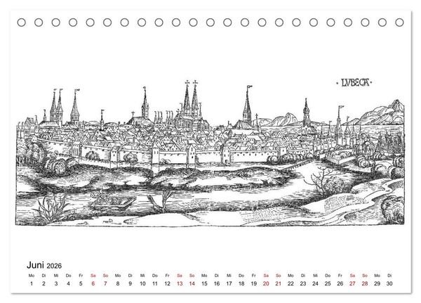 Produktbild: Schedelsche Weltchronik Deutsche St&auml;dte 1493 (Tischkalender 2026 DIN A5 quer), CALVENDO Monatskalender