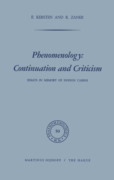 Produktbild: Phenomenology: Continuation and Criticism