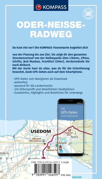 Produktbild: KOMPASS Fahrrad-Tourenkarte Oder-Nei&szlig;e-Radweg 1:50.000