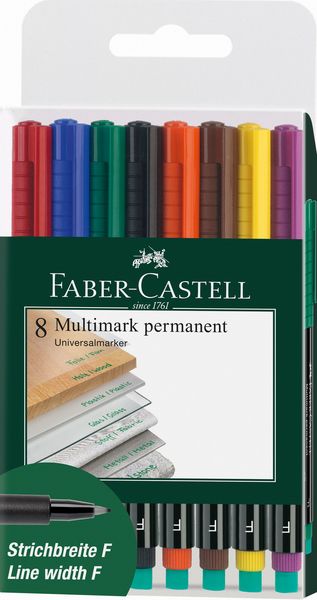 Produktbild: Faber-Castell Marker Multimark 1513 F permanent, 8er Set