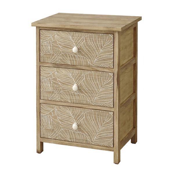 Produktbild: HTI-Living Kommode Melia 3 Schubladen Bl&auml;tter-Design Artisaneiche-Wei&szlig;