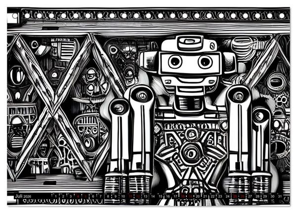 Produktbild: Roboter - Computertr&auml;ume aus der KI (Tischkalender 2026 DIN A5 quer), CALVENDO Monatskalender