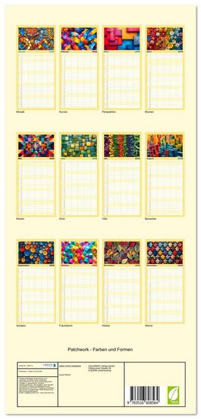Produktbild: Familienplaner 2026 - Patchwork - Farben und Formen mit 5 Spalten (Wandkalender, 21 x 45 cm) CALVENDO