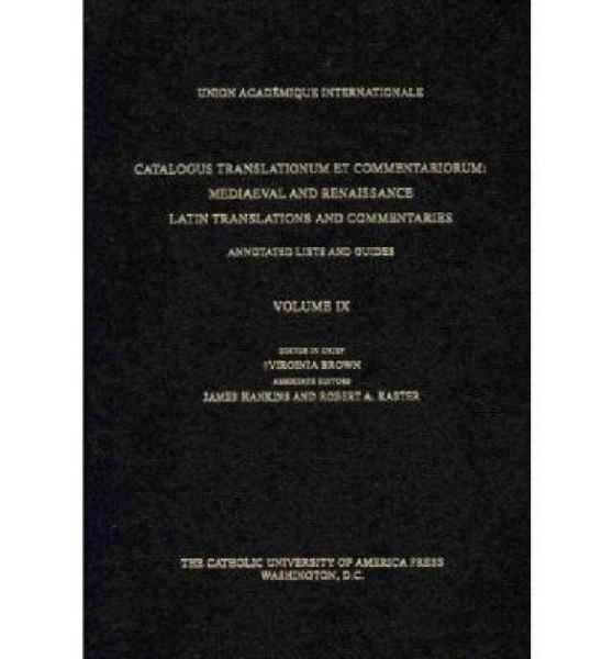 Produktbild: Catalogus Translationum Et Commentariorum, Volume 9
