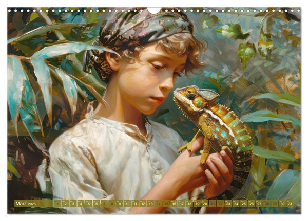 Produktbild: Eine kindliche Tierliebe - Herzensbilder (Wandkalender 2026 DIN A3 quer), CALVENDO Monatskalender