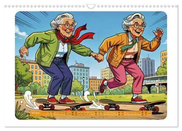 Produktbild: Charmante Rentner im Comic-Stil (Wandkalender 2027 DIN A3 quer), CALVENDO Monatskalender