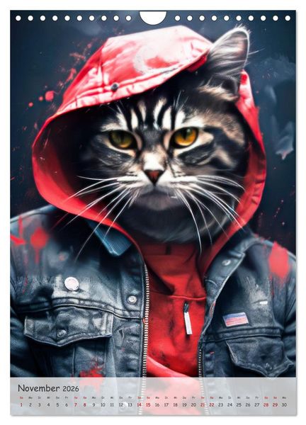 Produktbild: Katzen im lustigen Gangsterlook (Wandkalender 2026 DIN A4 hoch), CALVENDO Monatskalender