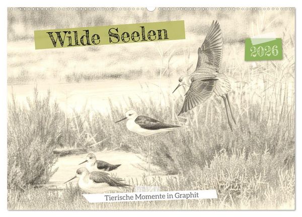 Produktbild: Wilde Seelen - Tierische Momente in Graphit (Wandkalender 2026 DIN A2 quer), CALVENDO Monatskalender
