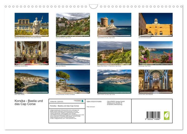 Produktbild: Korsika - Bastia und das Cap Corse (Wandkalender 2026 DIN A3 quer), CALVENDO Monatskalender